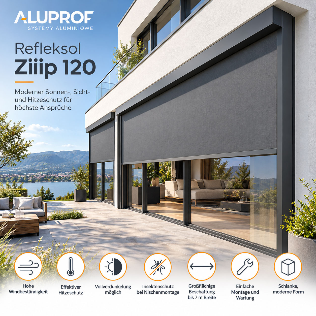 Aluprof R120 ZiiiP Senkrechtmarkise nach Maß