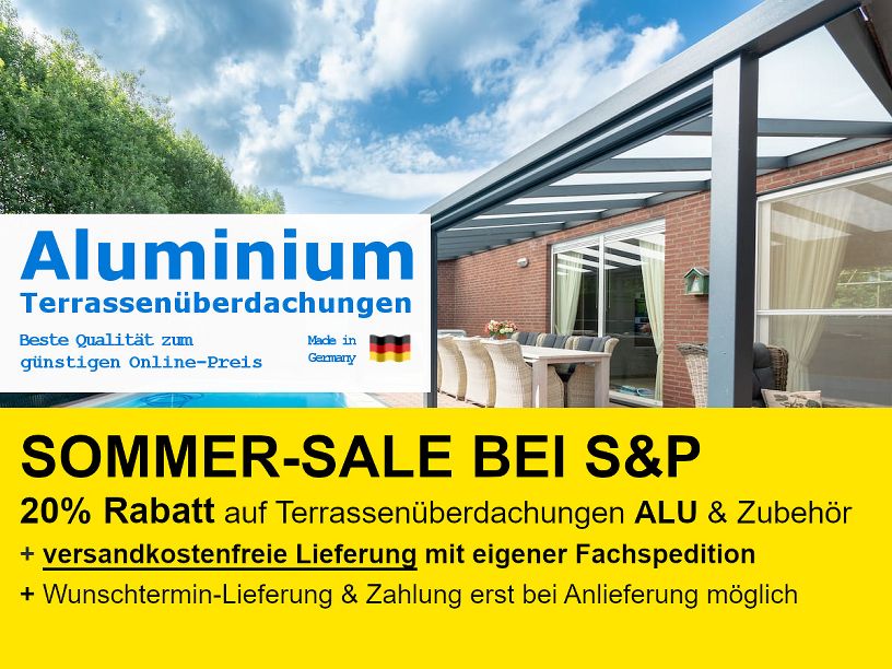Terrassenüberdachungen Alu Unterbau mit 20% Rabatt und versandkostenfreiem LKW-Versand in DE